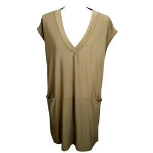 Sandiva V Neck Dolman Sleeve Shirt Dress Large Green